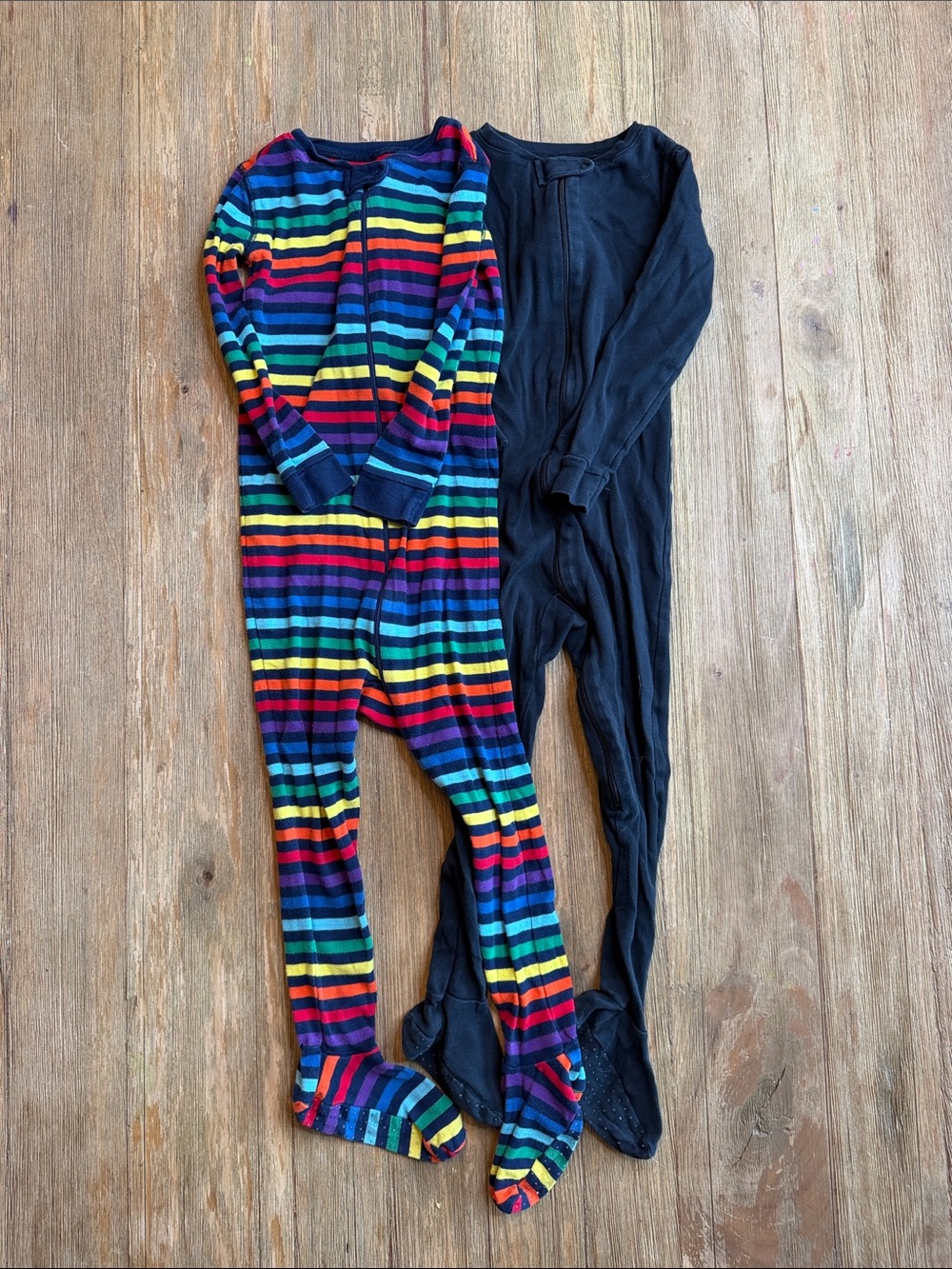 Primary Kids Rainbow Stripe Footed One-Piece Pajamas - Multicolor size 3T
